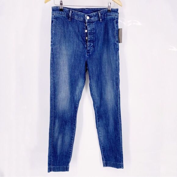 3 for $15 Koral Haren Cozy Denim Trousers Slim Medium Wash Jeans Button Fly - Picture 1 of 5